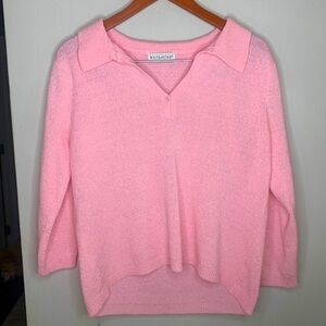Vintage White Stag Quarter Sleeved Single Button Pink Collared Polo Size M/L